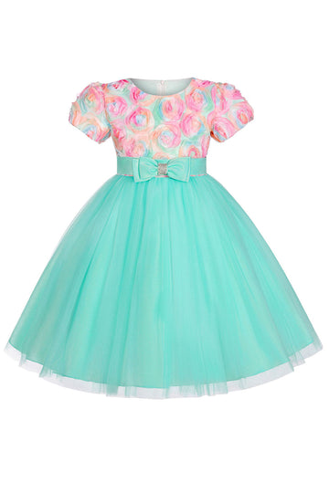 Une ligne Bijou Col Tulle Vert Robe Fille